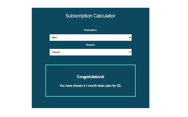 Subscription calculator