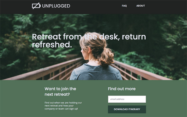 Unplugged retreat website